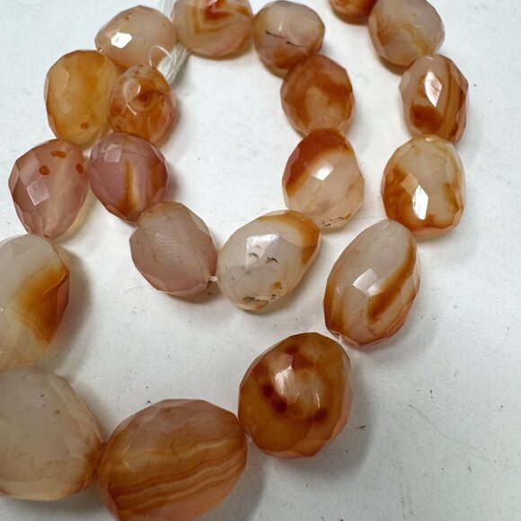 Genuine Carnelian Stone Beads Nugget Freeform Cinnamon Color Faceted Large Stone - Picture 3 of 9